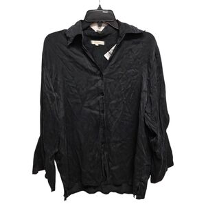 Posse Black 100% Silk Slit Sleeve Button-Up Shirt M